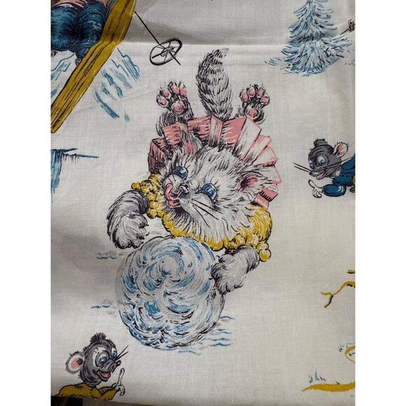 Vintage Childrens Fabric With Playful Animal Sports Prints 36" Width Cotton Mate - Picture 9 of 11